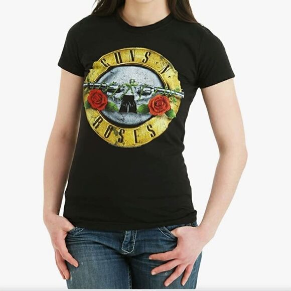 GUNS N‎ ROSES Rock Band Black t shirt bullet logo size small - Picture 1 of 4